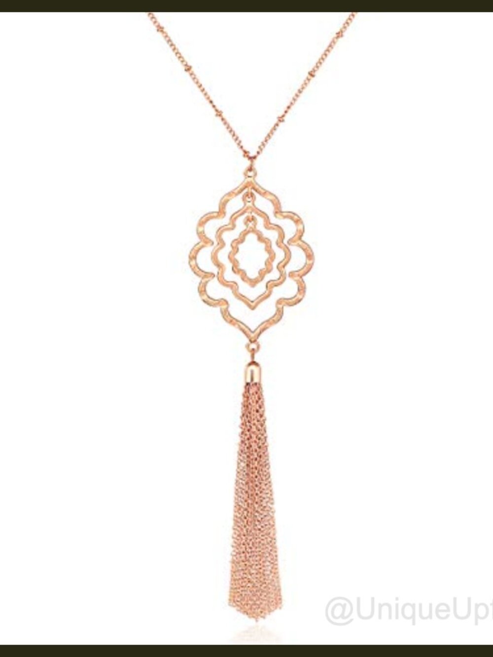 Long Tassel Circle Pendant Necklace Boho Statement Minimalist